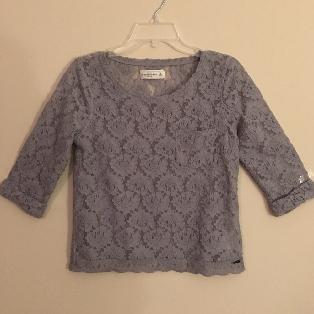 BOGO.  Juniors Lacey top, gray, stretchy.